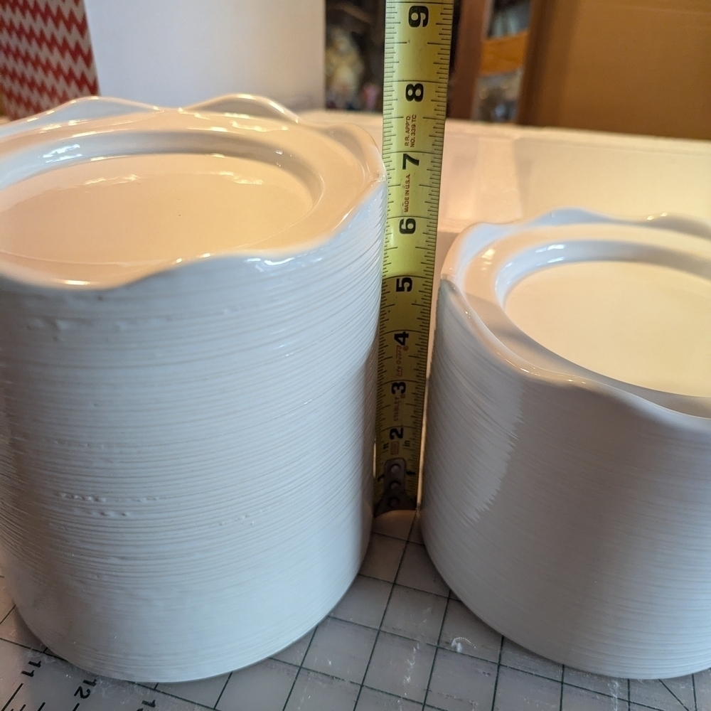 White Ceramic Candle Stands Set Of 2